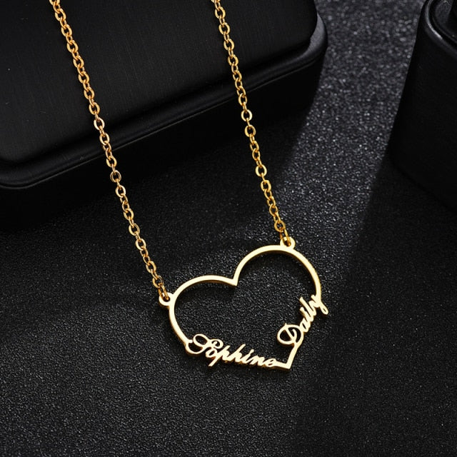 Louvelle - Script Heart Necklace