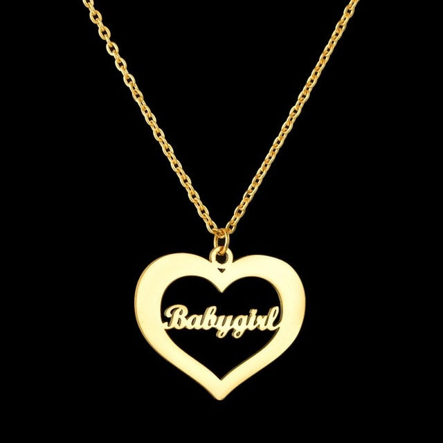 Louvelle - Script Heart Necklace