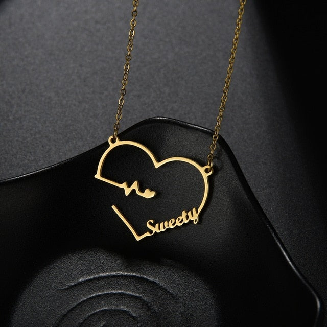 Louvelle - Script Heart Necklace