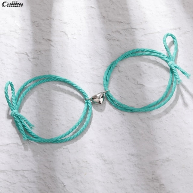  Magnetic Heart Love Couples Bracelets, Turquoise