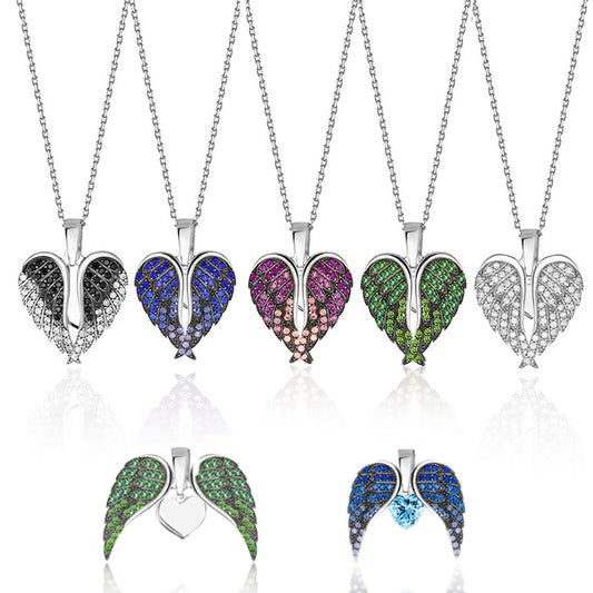 Cherubym - Angel Wings Heart Necklace